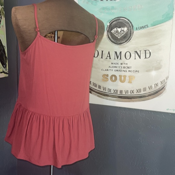 NWT Mittoshop Vneck adj. Straps Babydoll Style Tank Top SZ L in Brickred - Picture 2 of 8